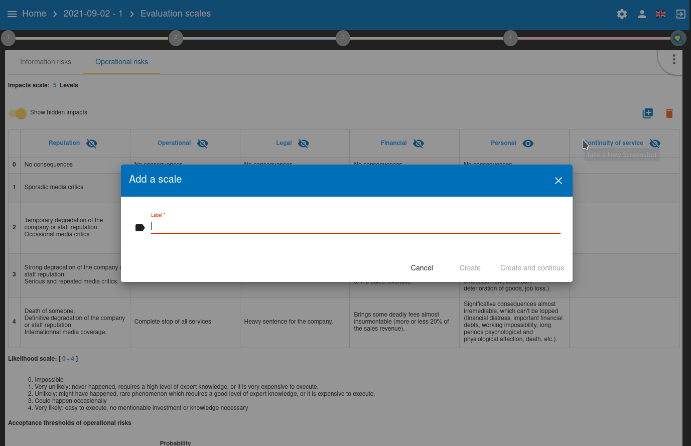 Custom scales for operational risks