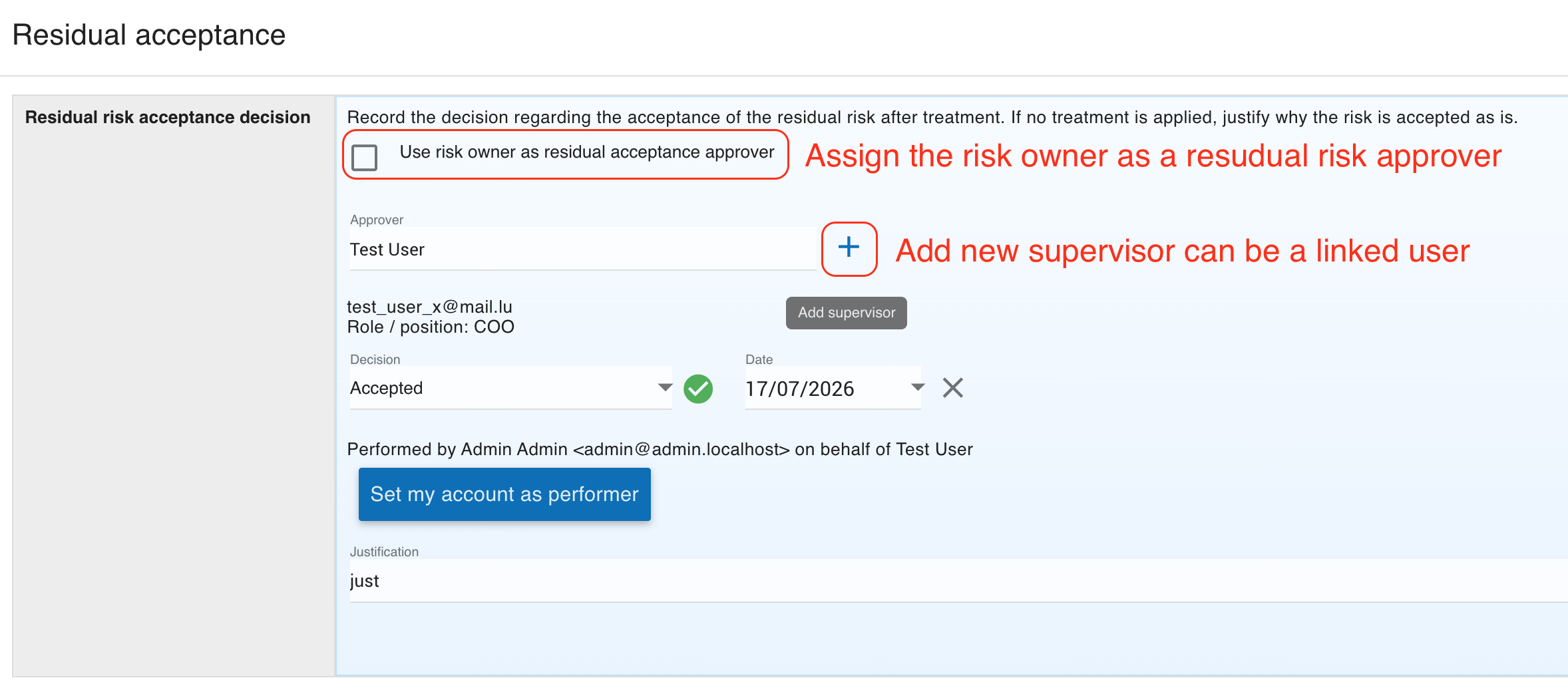 Residual acceptance fields