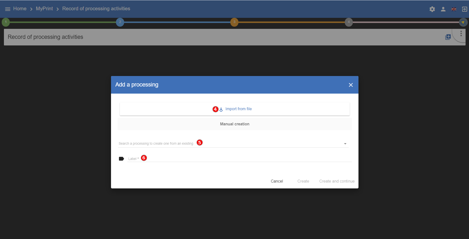 ProcessingActivityCreation